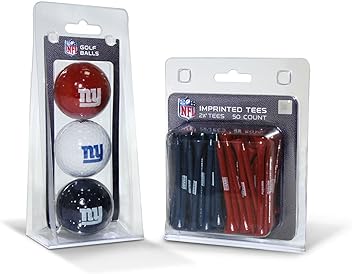 Team Golf NFL Logo Imprinted Golf Balls (3 Count) & 2-3/4" Regulation Golf Tees (50 Count), Multi Colored