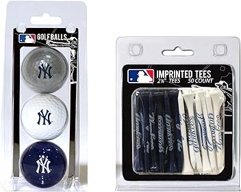 Team Golf MLB Logo Imprinted Golf Balls (3 Count) & 2-3/4" Regulation Golf Tees (50 Count), Multi Colored