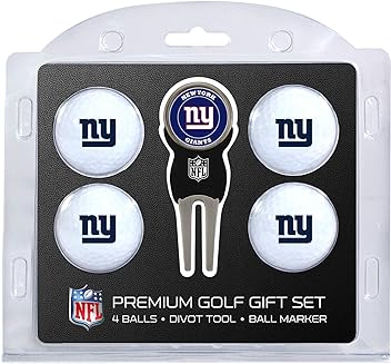 Team Golf NFL Regulation Size Golf Balls (4 Count) & Divot Tool with Removable Double-Sided Magnetic Marker