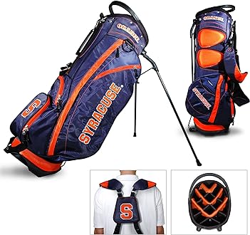 Roll over image to zoom in Team Golf NCAA Fairway Golf Stand Bag, Lightweight, 14-Way Top, Spring Action Stand, Insulated Cooler Pocket, Padded Strap, Umbrella Holder & Removable Rain Hood