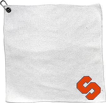 Team Golf NCAA NCAA Microfiber Towel - 15" X 15" (White) with Carabiner Clip, Premium Microfiber with Deep Waffle Pockets- Superior Water Absorption and Quick Dry Golf Cleaning Towel