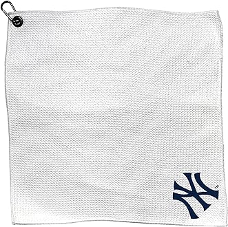 Team Golf MLB MLB Microfiber Towel - 15" X 15" (White) with Carabiner Clip, Premium Microfiber with Deep Waffle Pockets- Superior Water Absorption and Quick Dry Golf Cleaning Towel