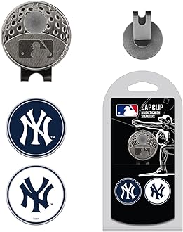 Team Golf MLB Golf Cap Clip with 2 Removable Double-Sided Enamel Magnetic Ball Markers, Attaches Easily to Hats